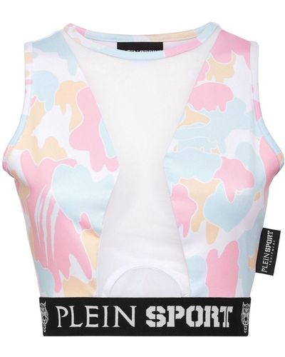Philipp Plein Camouflage-print Panelled Cropped Top - White