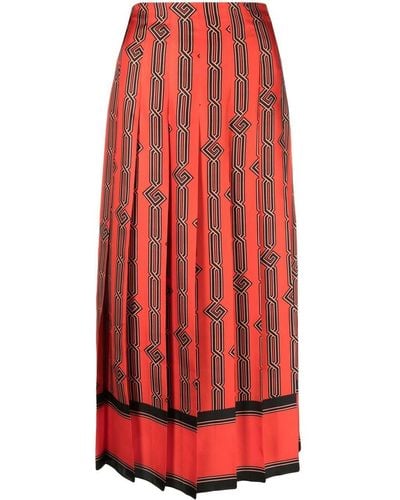 Gucci Square G Chain-print Silk Skirt - Red