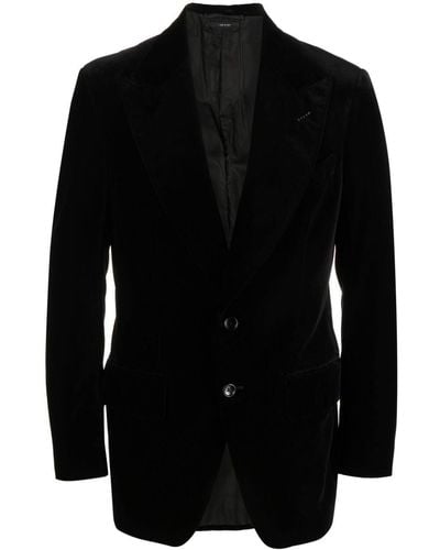 Tom Ford Blazer monopetto in velluto - Nero