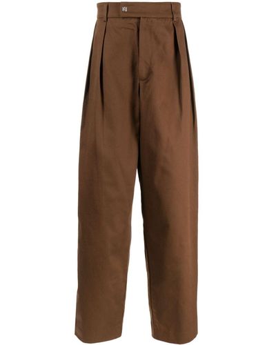 Amiri Pleat-detailing Cotton Straight Pants - Brown