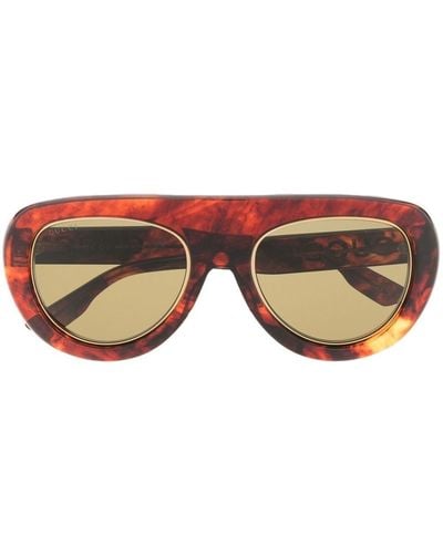 Gucci Pilot-frame Tortoiseshell-effect Sunglasses - Brown