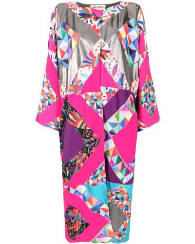 Olympiah Colour-block Patchwork Cotton-blend Kimono - Pink