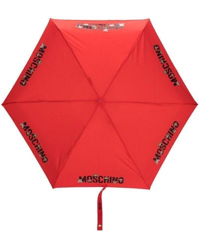 Moschino Regenschirm mit Logo-Print - Rot