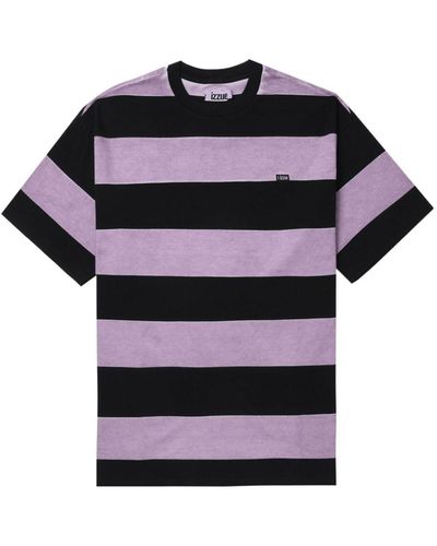 Izzue Striped Cotton T-shirt - Black