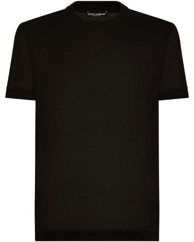 Dolce & Gabbana クルーネック シルクtシャツ - ブラック