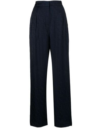 Ba&sh Moloy monogram-jacquard straight-leg trousers - Blu