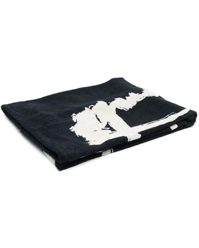 Yohji Yamamoto Asciugamano con stampa - Blu