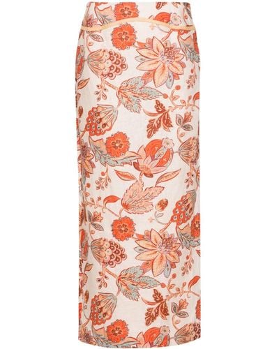 Sir. The Label Noemi Floral-print Midi Skirt - Red