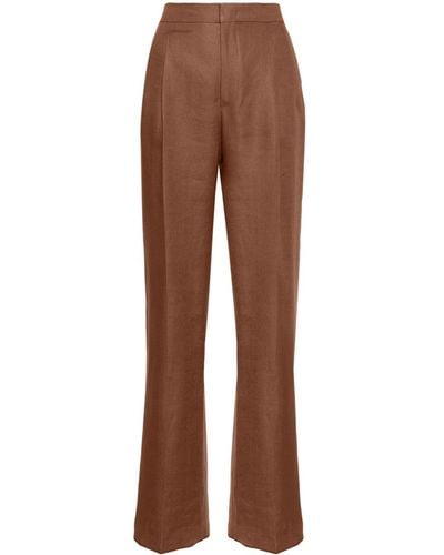 Tagliatore Pleat-detail Straight-leg Pants - Brown