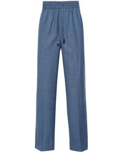 Brioni Tapered Wool Pants - Blue