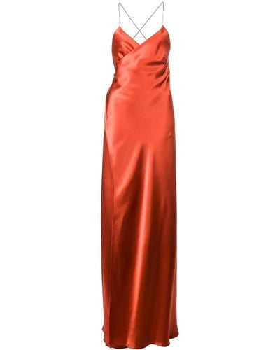 Michelle Mason Strappy Wrap Gown - Red
