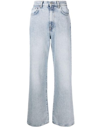 7 For All Mankind X Chiara Biasi Arctic Mid-rise Straight Jeans - Blue