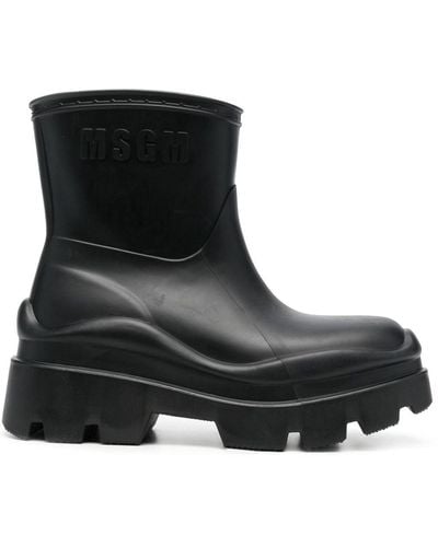 MSGM Logo-embossed Ankle Boots - Black