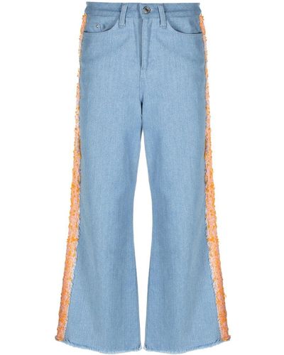 Karl Lagerfeld Jean ample à détail en tweed - Bleu