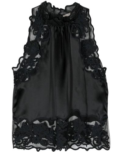 Ulla Johnson Elowen floral-appliqué silk blouse - Negro