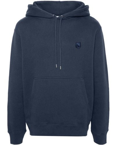Maison Kitsuné Fox-motif cotton hoodie - Blau