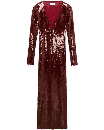 16Arlington Sequin-embellished Long-sleeve Maxi Dress - Red