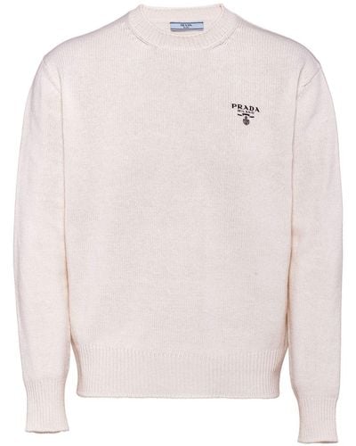 Prada Logo-embroidered Cashmere Sweater - Pink