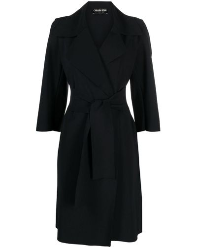 La Petite Robe Di Chiara Boni Cappotto Saveria con cintura - Nero