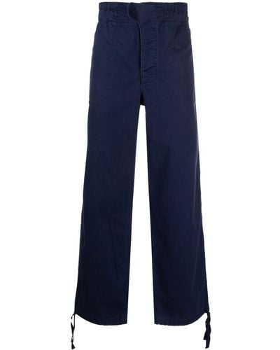 Polo Ralph Lauren Logo-patch Straight-leg Cotton Pants - Blue