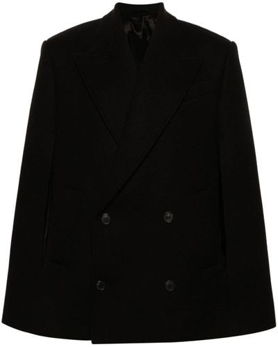 Wardrobe NYC Double-breasted Wool Cape - Black