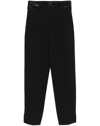 Giorgio Armani Rhinestone-embellished Tapered Trousers - Black
