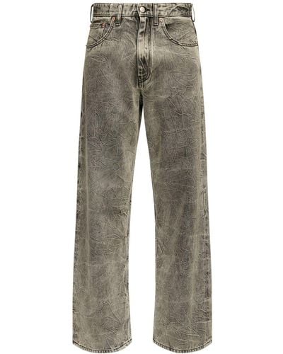 MM6 by Maison Martin Margiela Crinkled-finish Wide-leg Jeans - Grey