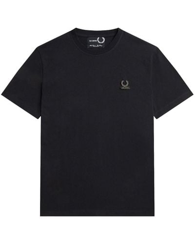 Fred Perry T-Shirt mit Logo-Schild - Schwarz