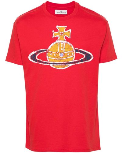 Vivienne Westwood T-shirt en coton à logo Orb imprimé - Rouge