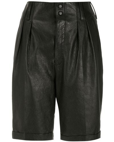 Saint Laurent High-waist Leather Shorts - Black