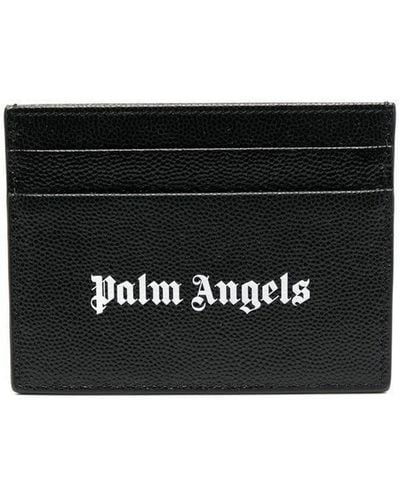 Palm Angels Leren Kaarthouder Met Logo - Zwart