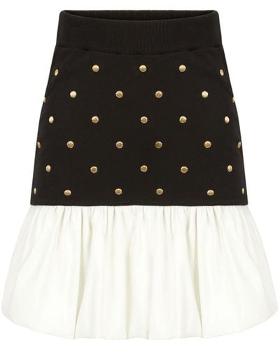 Nina Ricci Polka-dot Print Cotton Skirt - Black