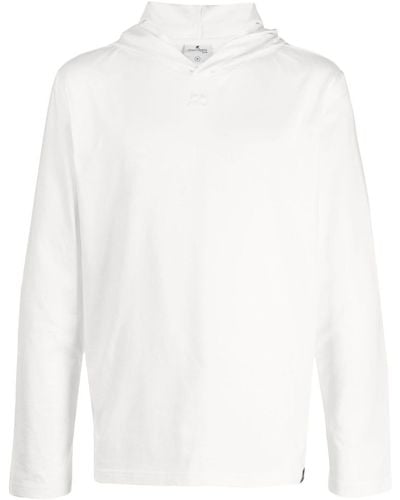 Courreges Logo-embroidered Cotton Hoodie - White
