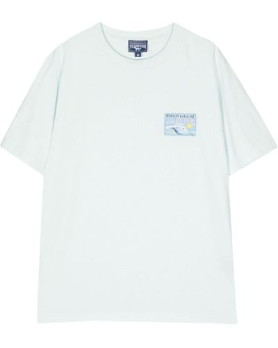Maison Kitsuné X Vilebrequin T-Shirt mit Wellen-Print - Weiß