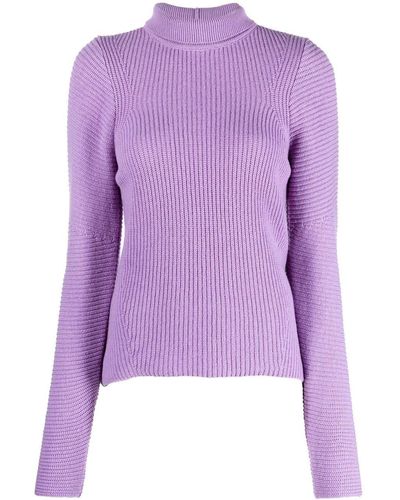 Genny Roll-neck Cashmere Sweater - Purple