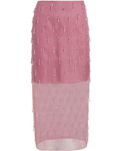 Cinq À Sept Marta Crystal-embellished Silk Skirt - Pink