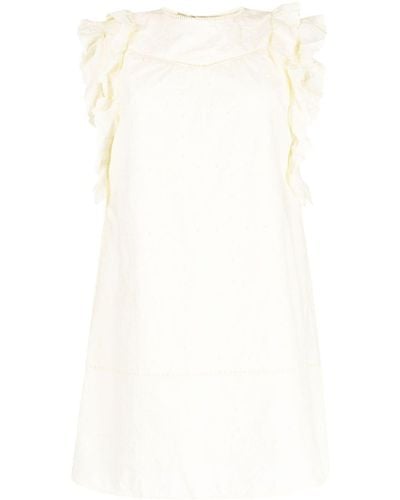 B+ AB Broderie-detailled Midi Dress - White
