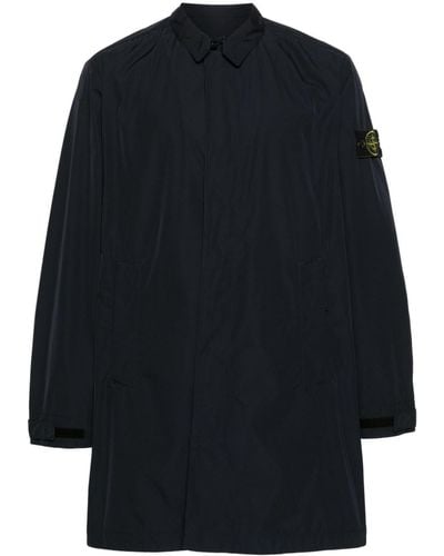 Stone Island Cappotto monopetto con applicazione Compass - Blu