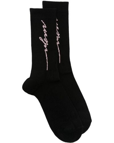 MSGM Logo-intarsia Cotton Socks - Black