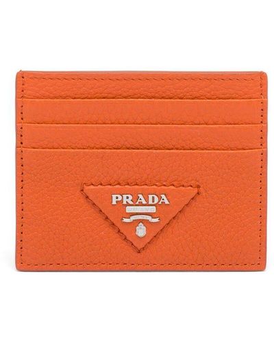 Prada Triangle-logo Cardholder - Orange