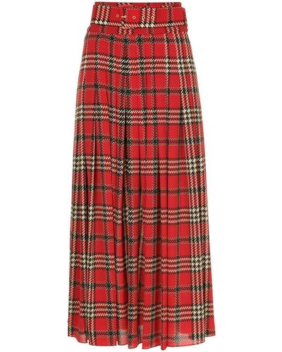 Emilia Wickstead Tartan Pleated Skirt - Red