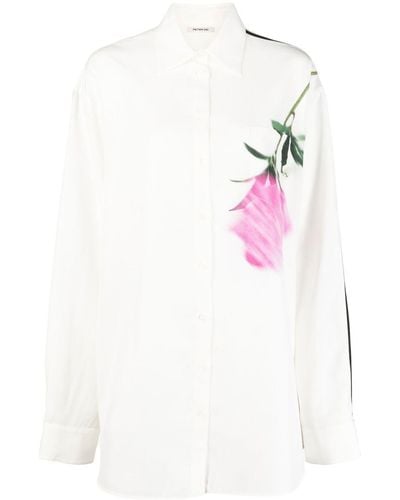 Peter Do Hemd mit Blumen-Print - Weiß