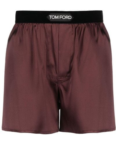 Tom Ford Logo-waistband Silk Boxers - Purple