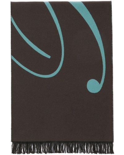 Burberry Intarsien-Schal mit Logo - Grau