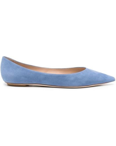 Stuart Weitzman Emilia Suede Ballerina Shoes - Blue