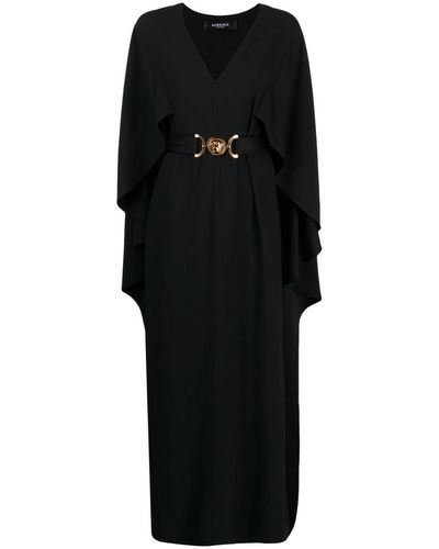 Versace V-neck Medusa-belt Maxi Dress - Black