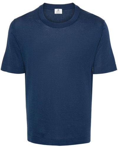 Luigi Borrelli Napoli Fijngeribbeld T-shirt - Blauw