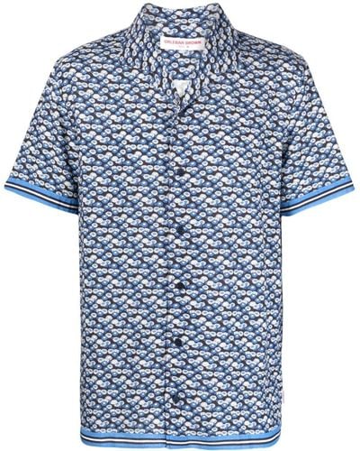Orlebar Brown Hibbert Floral-print Shirt - Blue