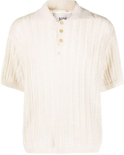 Bode Open-knit Linen Polo Shirt - White