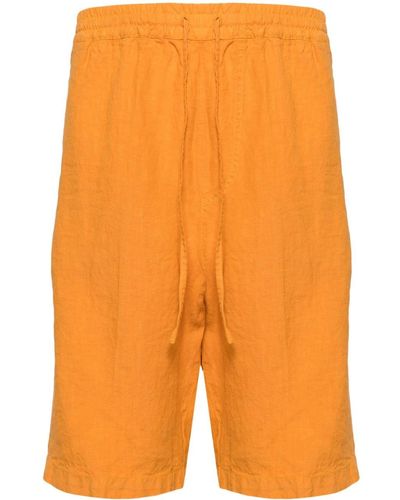 120% Lino Bermudas con botón - Naranja